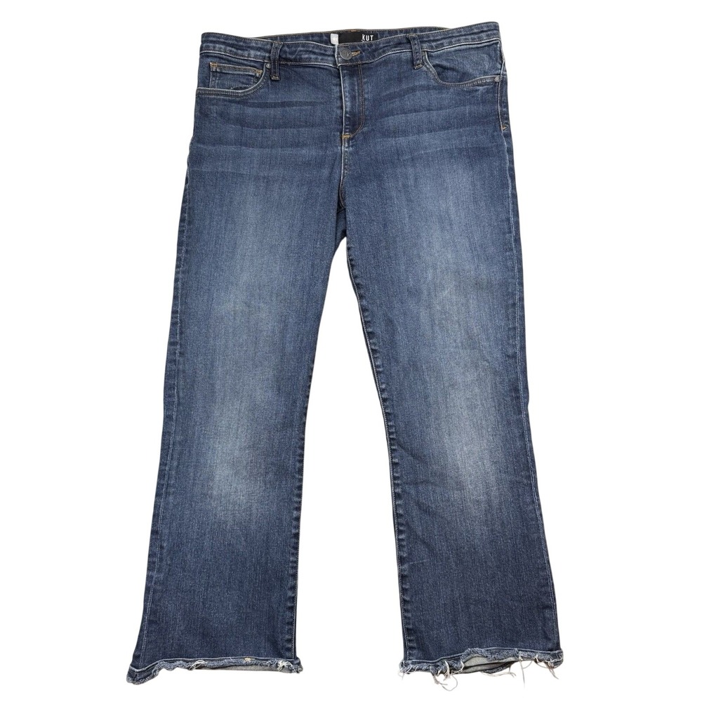 Kut From The Kloth Jeans Women 16S Blue Cotton Denim Straight Leg Distressed